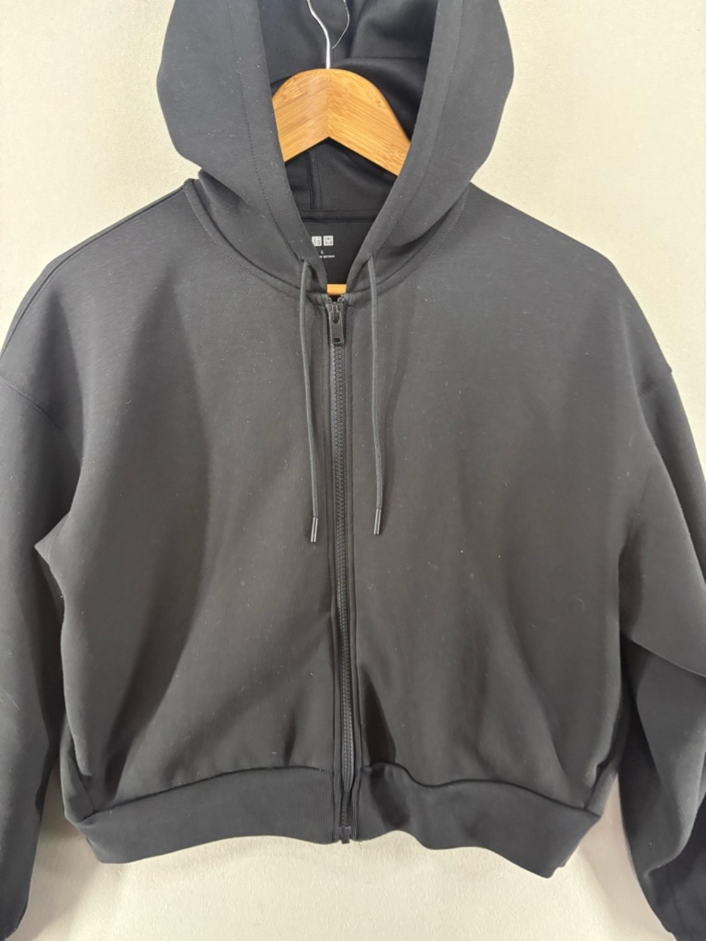 Uniqlo Women Dry Sweat Full-Zip Hoodie Black Size Large Pocket - Picture 2 of 7